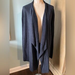 Barefoot Dreams Bamboo Chic Lite Black Open Waterfall Sweater Cardigan S/M